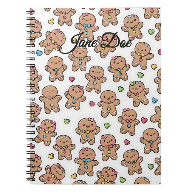 Caderno Espiral Personalized Gingerbread Men Christmas Notebook (Frente)