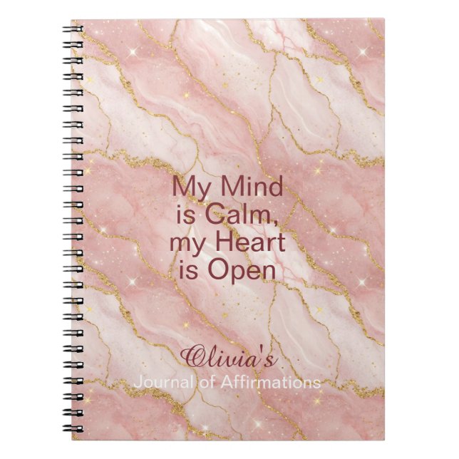 Caderno Espiral Personalized Glitter Positive Quotes Journal (Frente)