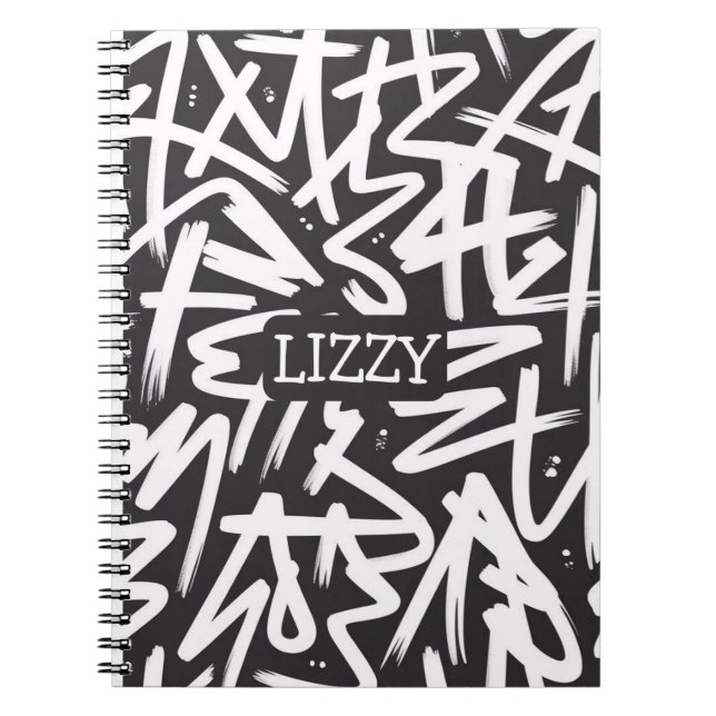 Caderno Espiral Personalized Graffiti Name Pattern — Custom Urban (Frente)
