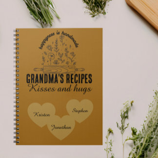 Caderno Espiral Personalized grandma's kitchen  kids name recipe 