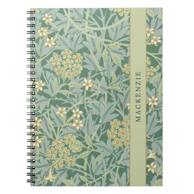Caderno Espiral Personalized Green Jasmine Floral Pattern (Frente)