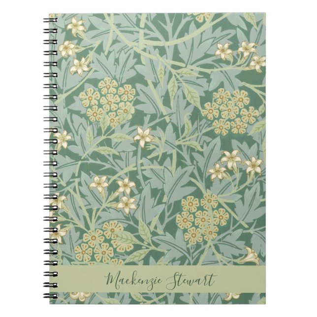 Caderno Espiral Personalized Green Jasmine Floral Pattern (Frente)