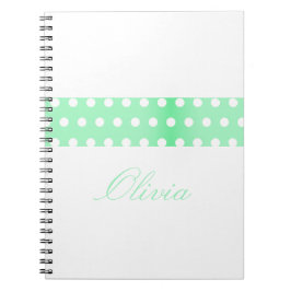 Caderno Espiral Personalized Green Poka Dots