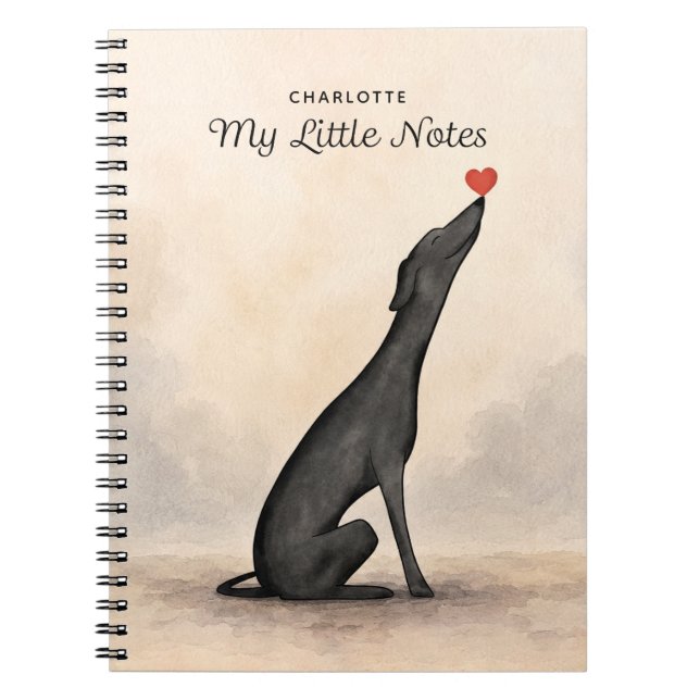 Caderno Espiral Personalized Greyhound Notebook with Name       (Frente)