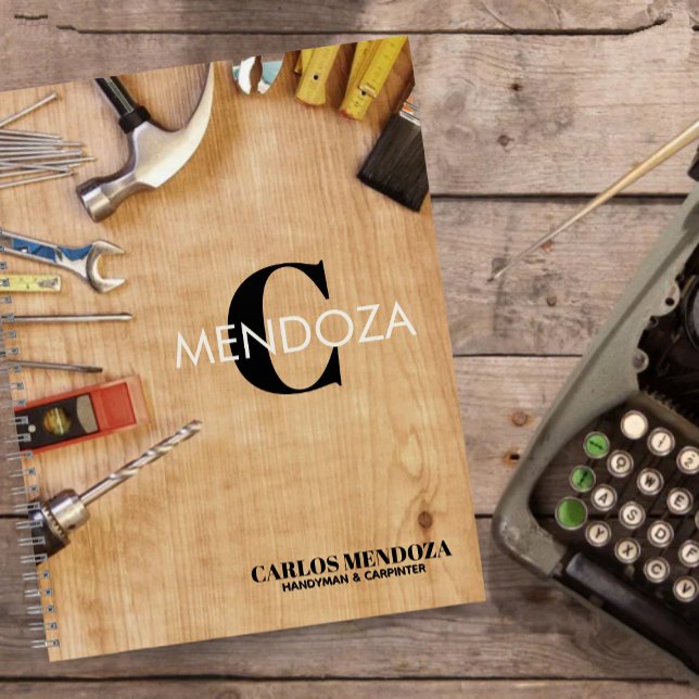 Caderno Espiral Personalized Handyman Carpenter Custom Name  (Criador carregado)