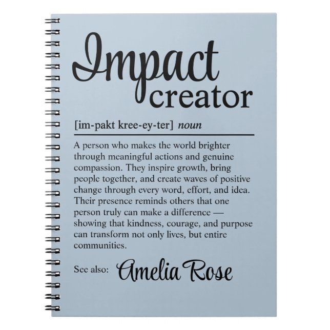 Caderno Espiral Personalized Impact Creator Definition Thank You (Frente)