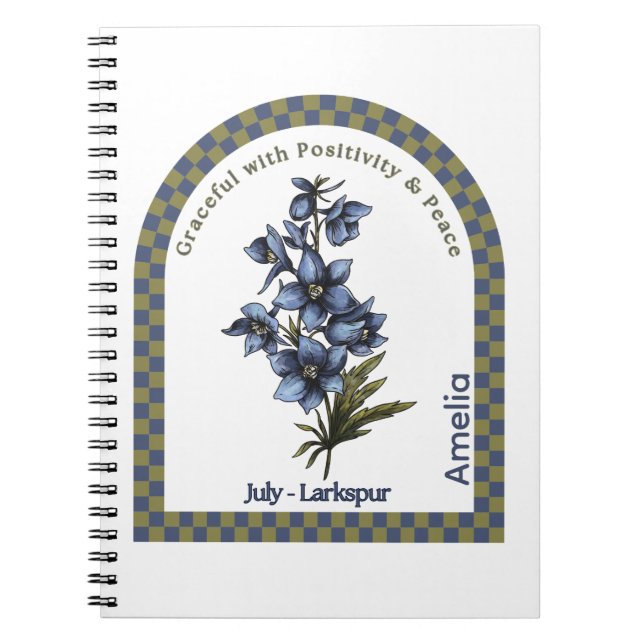 Caderno Espiral Personalized July Birth Month Flower Notebook (Frente)