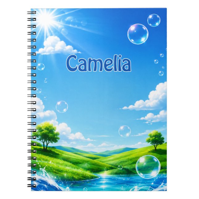 Caderno Espiral Personalized Kids Frutiger Aero Name Notebook (Frente)