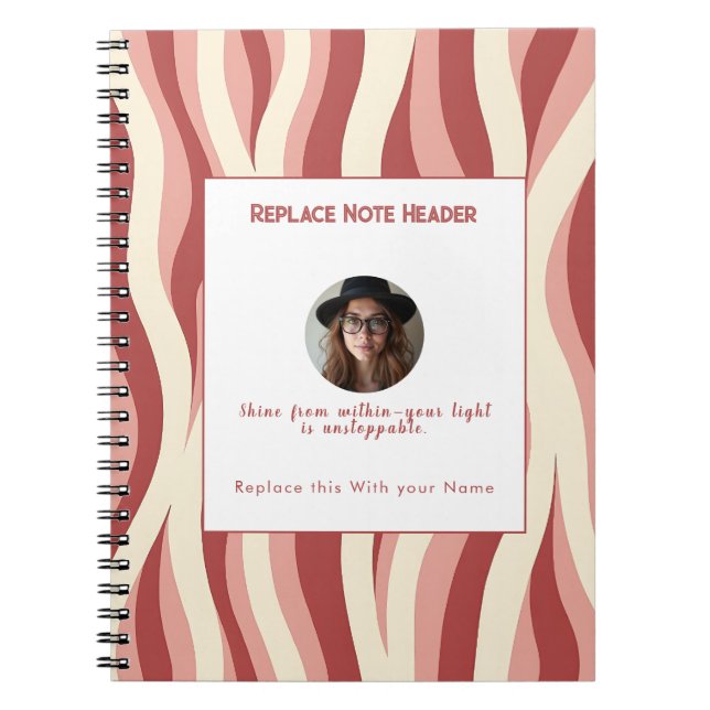 Caderno Espiral Personalized Lavender and Yellow Wave Patterned  (Frente)