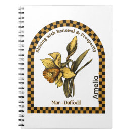 Caderno Espiral Personalized March Birth Month Flower Notebook