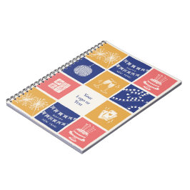 Caderno Espiral Personalized Modern Hand-Drawn Colorful New Year
