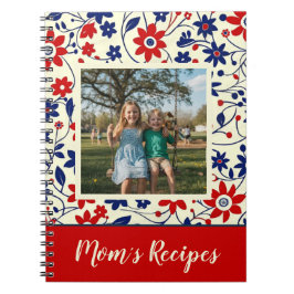 Caderno Espiral Personalized Mom Recipe Photo Floral