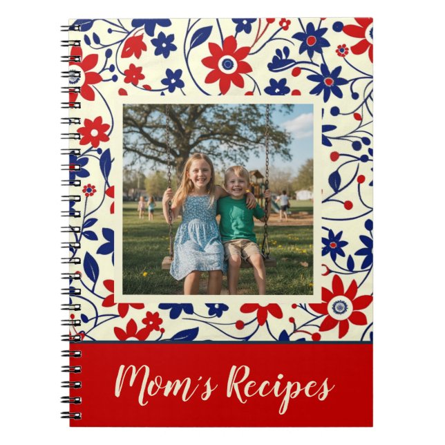 Caderno Espiral Personalized Mom Recipe Photo Floral (Frente)