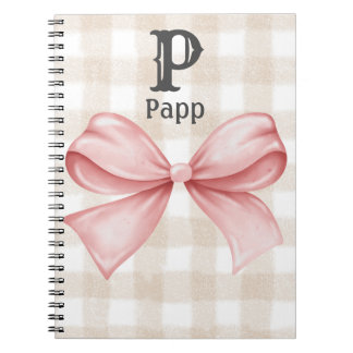 Caderno Espiral Personalized Monogrammed Gingham Coquette Bow