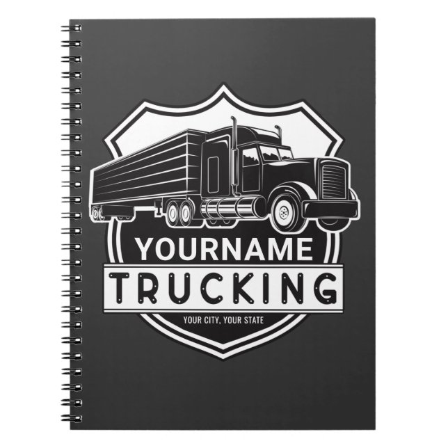 Caderno Espiral Personalized NAME Trucking Big Rig Semi Trucker   (Frente)