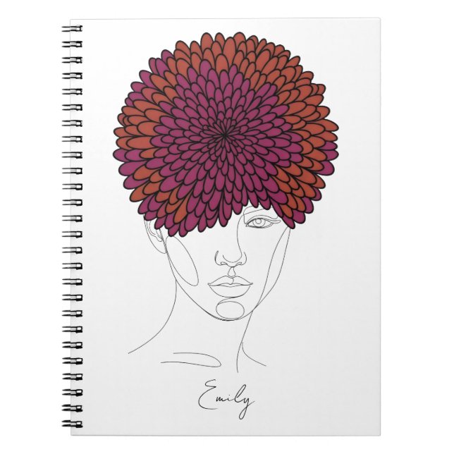 Caderno Espiral Personalized November Birth Flower Portrait (Frente)