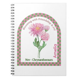 Caderno Espiral Personalized November Birth Month Flower Notebook