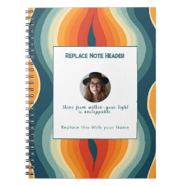 Caderno Espiral Personalized Orange and Teal Wave Patterned 