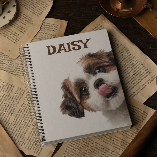 Caderno Espiral Personalized Pastel Brown Notebook Dog Photo (Criador carregado)