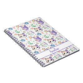 Caderno Espiral Personalized Pastel Kawaii Animal Notebook