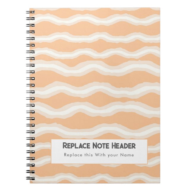 Caderno Espiral Personalized Peach Wave Patterned  (Frente)