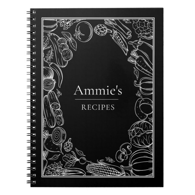 Caderno Espiral Personalized Recipes Vegetables Illustration (Frente)