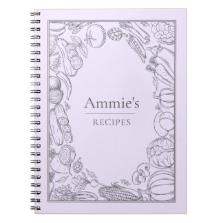 Caderno Espiral Personalized Recipes Vegetables Illustration
