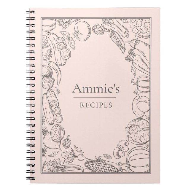 Caderno Espiral Personalized Recipes Vegetables Illustration (Frente)