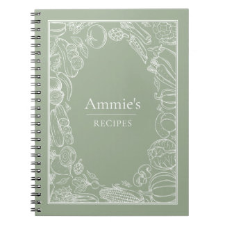 Caderno Espiral Personalized Recipes Vegetables Illustration