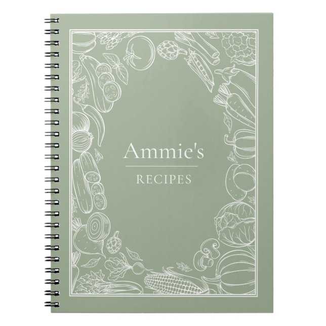 Caderno Espiral Personalized Recipes Vegetables Illustration (Frente)