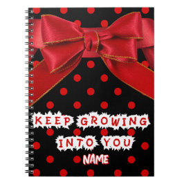 Caderno Espiral Personalized Red Polka Dot Motivational 