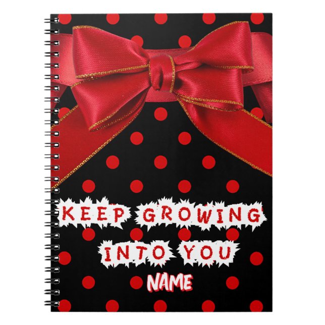 Caderno Espiral Personalized Red Polka Dot Motivational  (Frente)