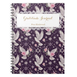 Caderno Espiral Personalized Romantic Maximalist Dove and Rose