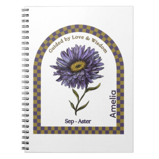 Caderno Espiral Personalized September Birth Month Flower Notebook