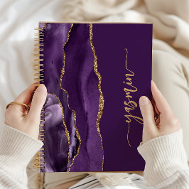 Caderno Espiral Personalized Signature Purple Gold Agate