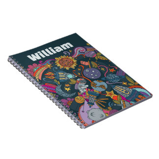 Caderno Espiral Personalized Space Name Poster for Kids 