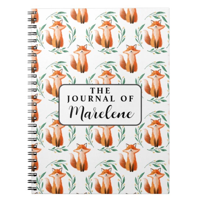 Caderno Espiral Personalized Spiral Photo Notebook – Cute Fox  (Frente)