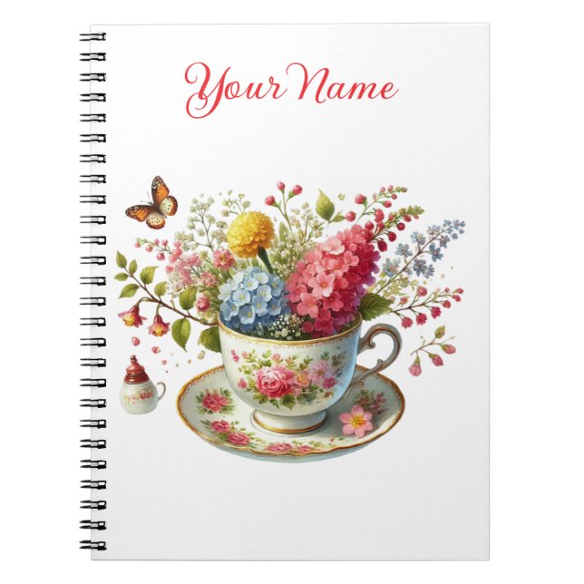 Caderno Espiral Personalized Spring Floral Spiral Notebook – (Frente)