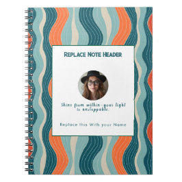 Caderno Espiral Personalized Teal and Orange Wave Patterned 