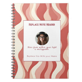 Caderno Espiral Personalized Terra Cota and Cream Wave Patterned 
