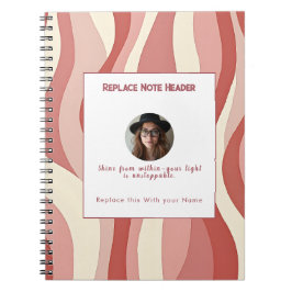 Caderno Espiral Personalized Terra Cota and Cream Wave Patterned 