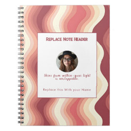 Caderno Espiral Personalized Terra Cota and Cream Wave Patterned 