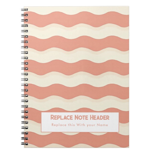 Caderno Espiral Personalized Terra Cota and White Wave Patterned  (Frente)