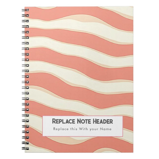 Caderno Espiral Personalized Terra Cotta and Cream Wave Patterned  (Frente)