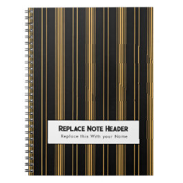 Caderno Espiral Personalized Vertical Stripe Black Gold