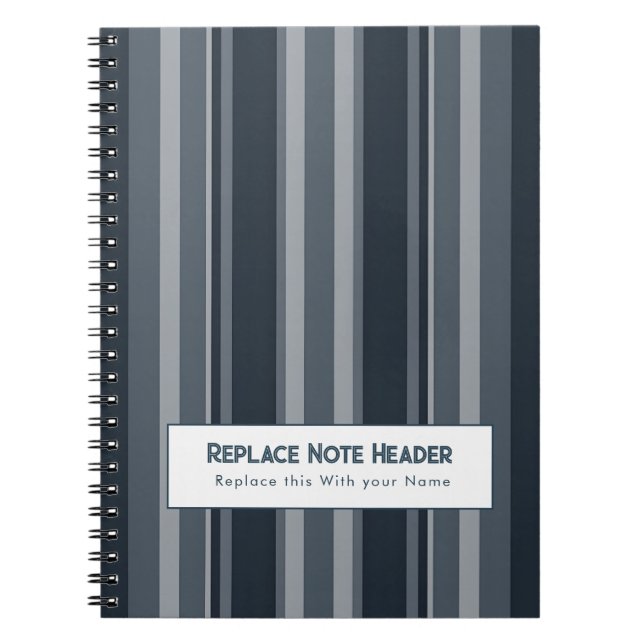 Caderno Espiral Personalized Vertical Stripe Blue Grey (Frente)