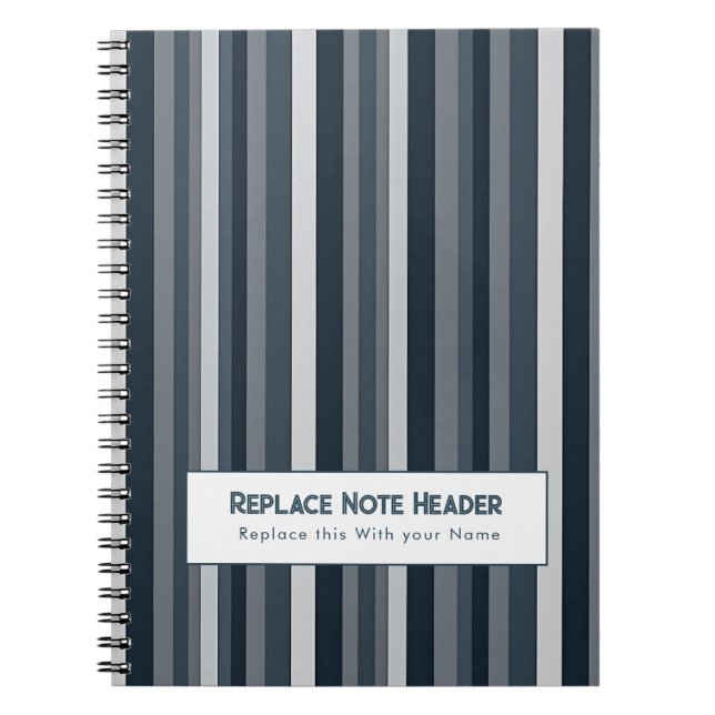 Caderno Espiral Personalized Vertical Stripe Blue Grey (Frente)