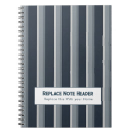 Caderno Espiral Personalized Vertical Stripe Blue Grey