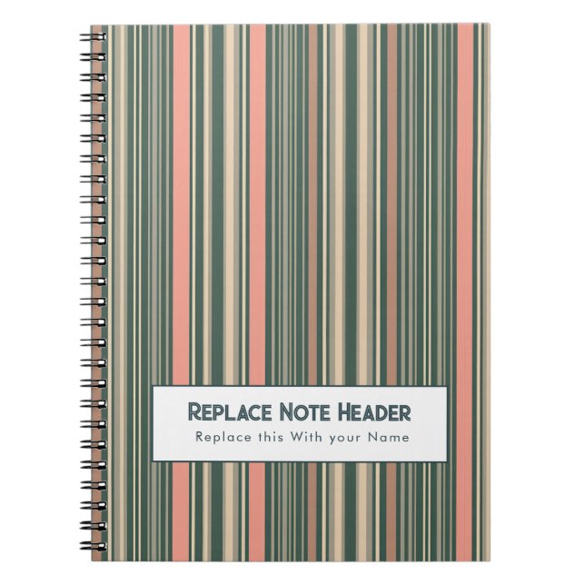 Caderno Espiral Personalized Vertical Stripe Teal Pink (Frente)