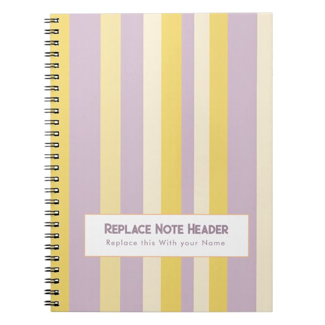 Caderno Espiral Personalized Vertical Stripe Yellow Lavender (Frente)